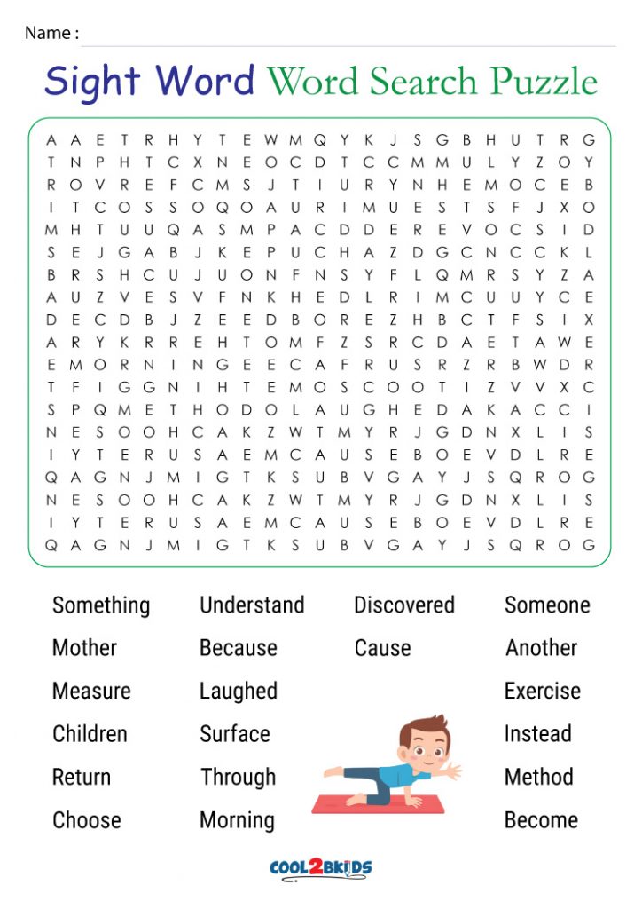 Printable Sight Word Word Search Cool2bKids