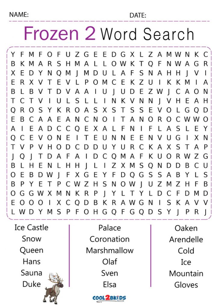 Frozen Word Search Cool2bKids