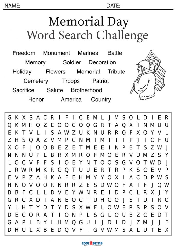 Memorial Day Word Search Cool2bKids