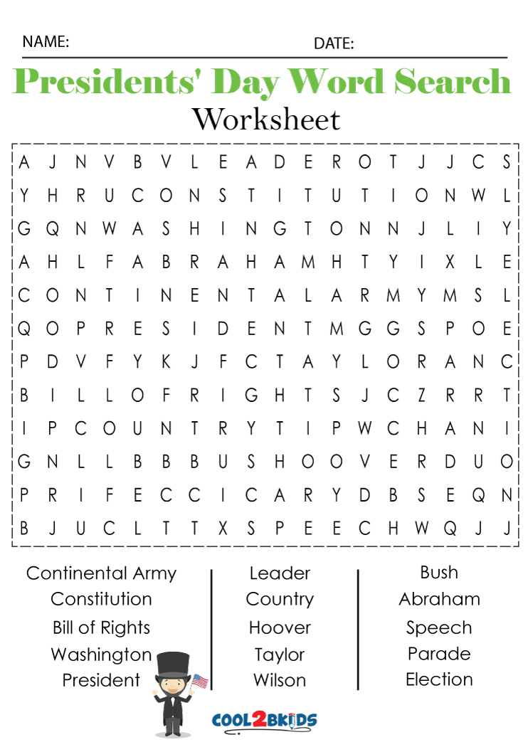 Printable Presidents' Day Word Search Cool2bKids