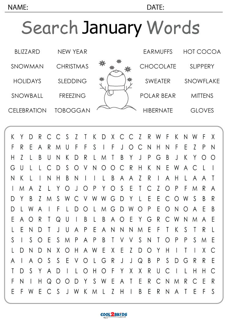 printable january word search cool2bkids - free january word search ...