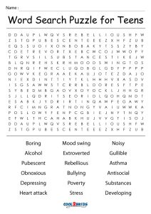 printable word search for teens cool2bkids