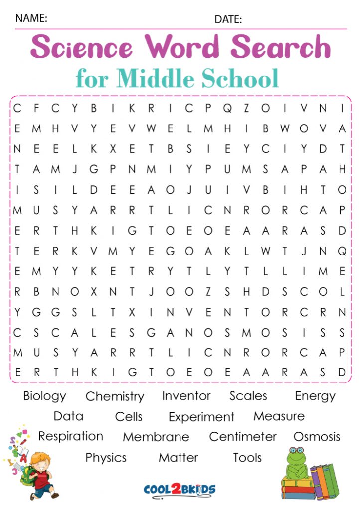 Middle School Word Search | Cool2bKids