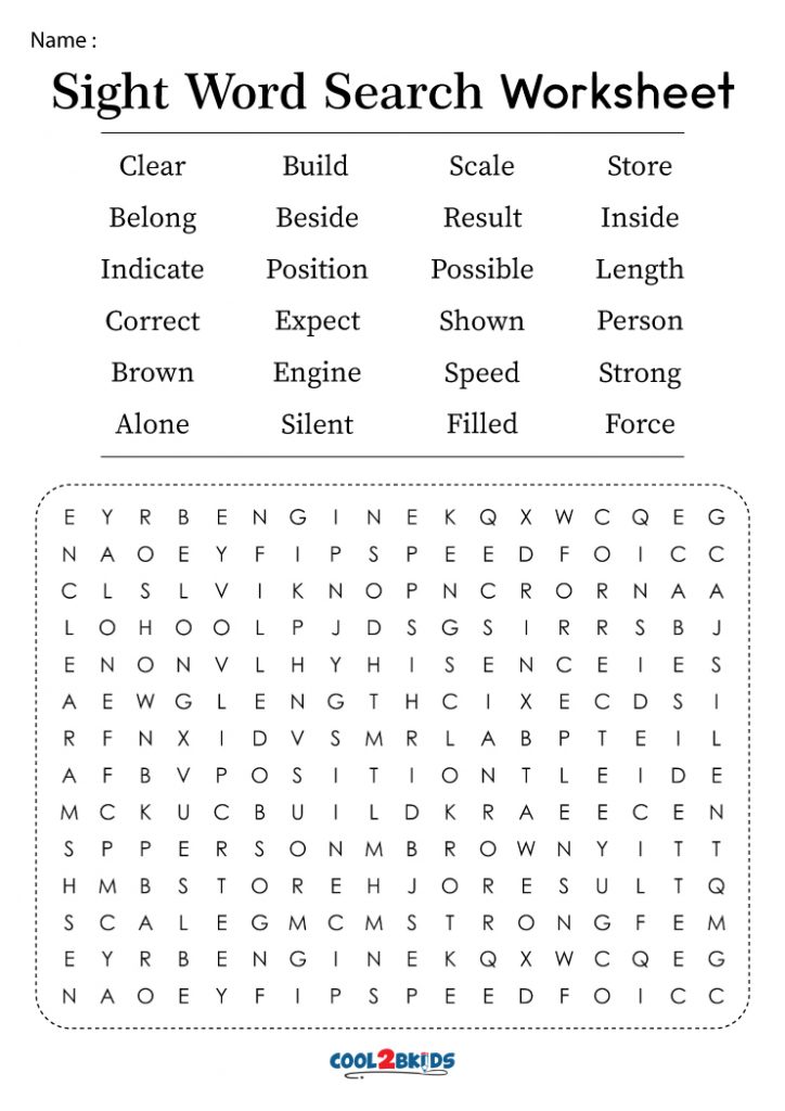 Printable Sight Word Word Search - Cool2bKids