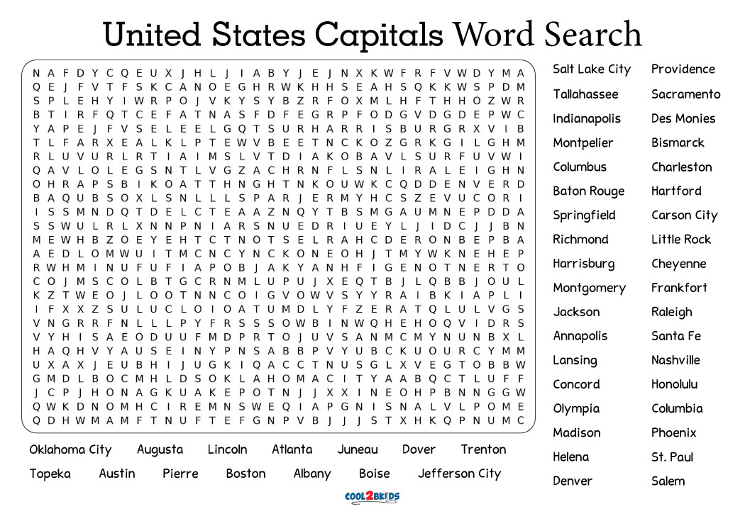 50 States Word Search | Cool2bKids