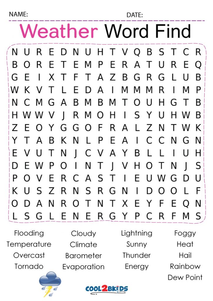 Printable Weather Word Search Cool2bKids Printable Weather Word Search Cool2bKids