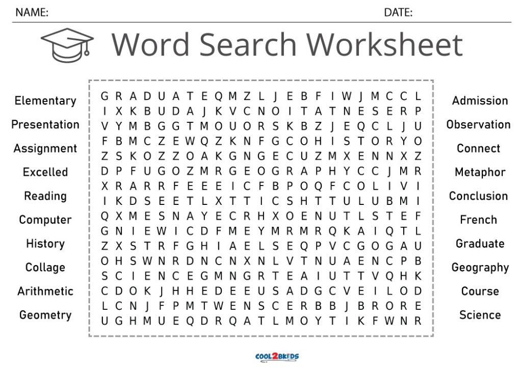 Printable 6th Grade Word Search - Cool2bKids