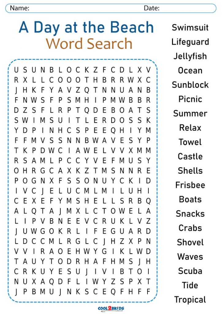 Printable Beach Word Search Cool2bKids Printable Beach Word Search Cool2bKids