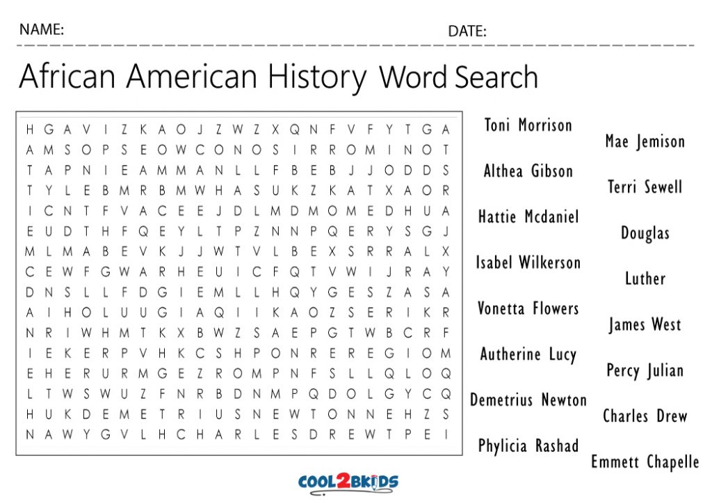 history word search cool2bkids