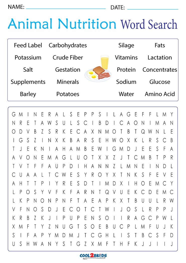 Printable Nutrition Word Search Cool2bKids