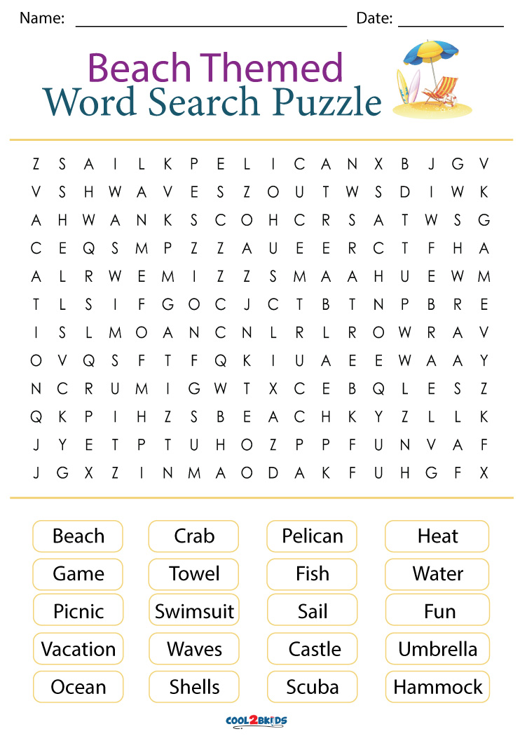 Printable Beach Word Search Cool2bKids Printable Beach Word Search Cool2bKids