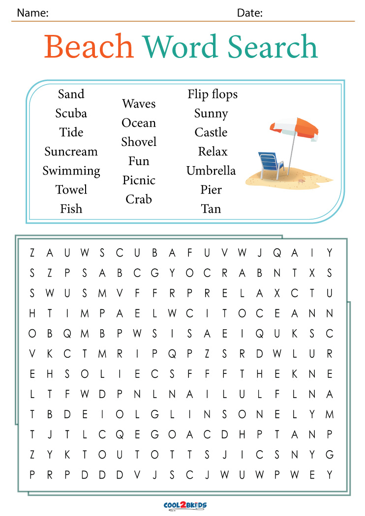 Beach Word Search | Cool2bKids