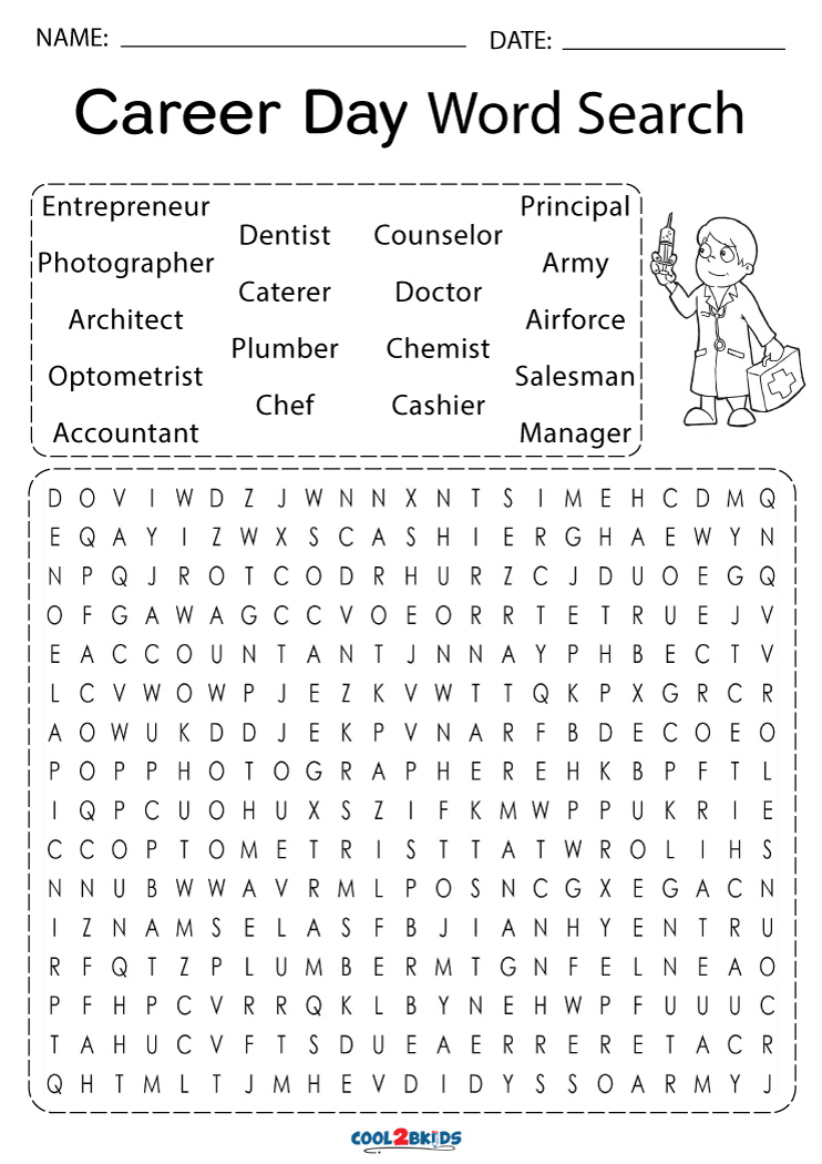 Printable Career Word Search Cool2bKids Printable Career Word Search Cool2bKids