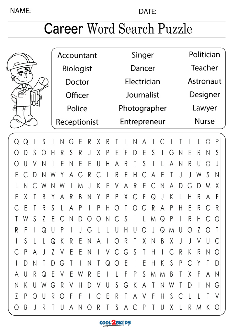 Printable Career Word Search Cool2bKids