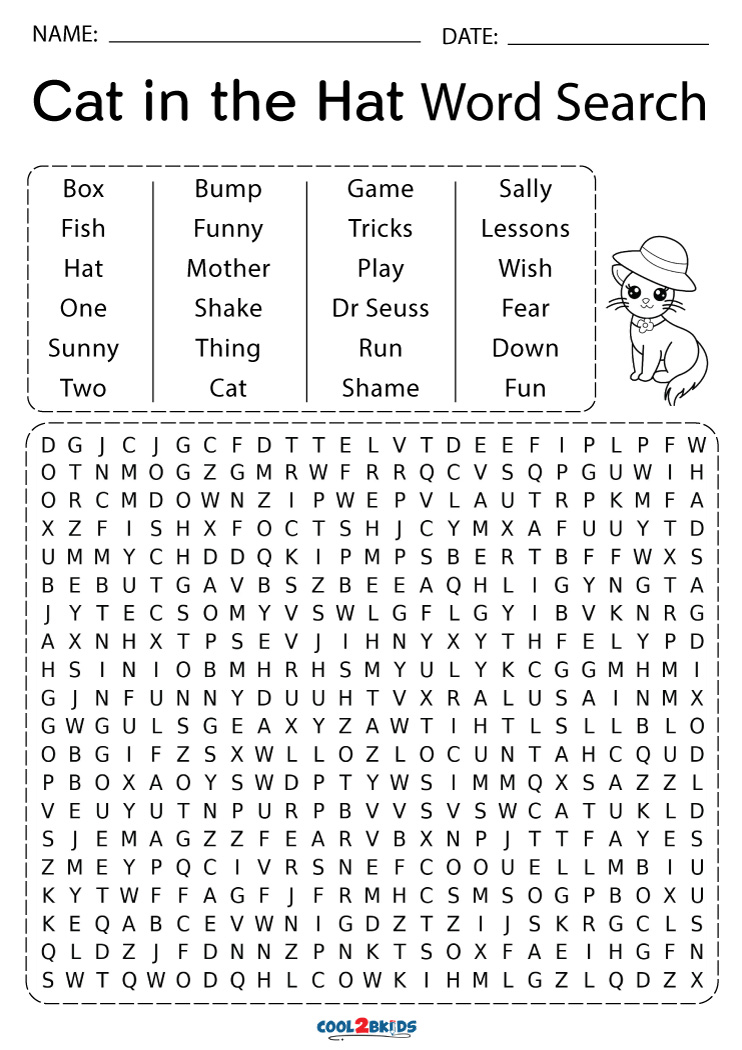 Printable Cat Word Search Cool2bKids