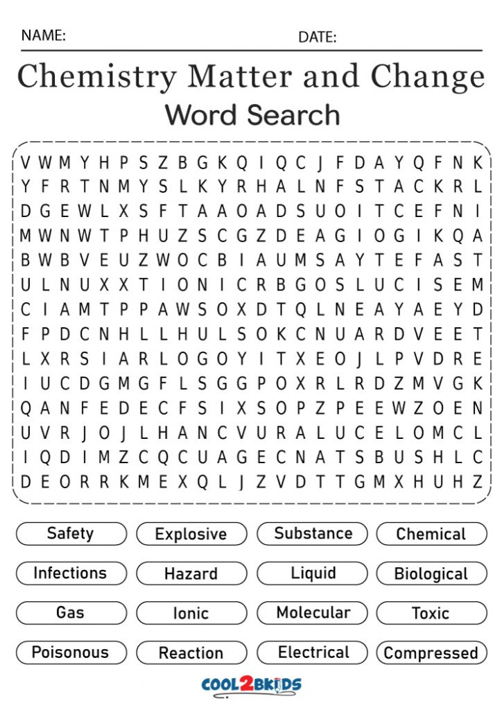Word Search Chemistry Printable Word Search Printable - Gambaran