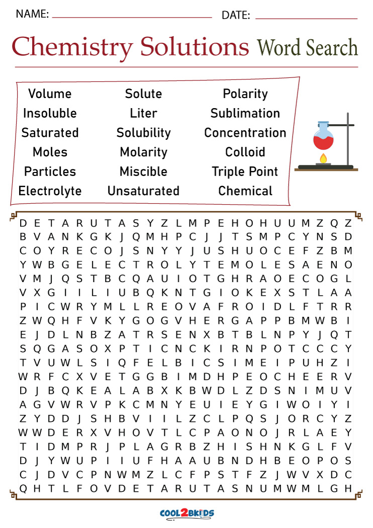 Chemistry Word Search Printable