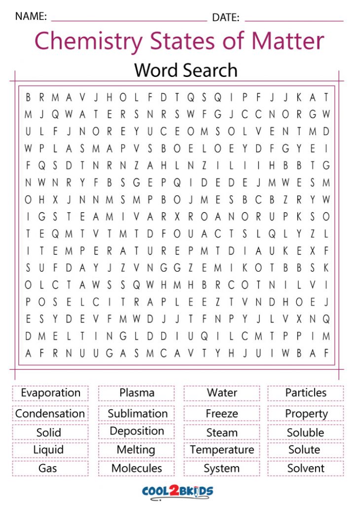 Chemistry Word Search Printable