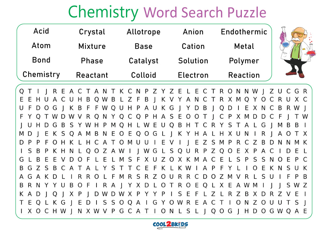 Chemistry Word Search Printable