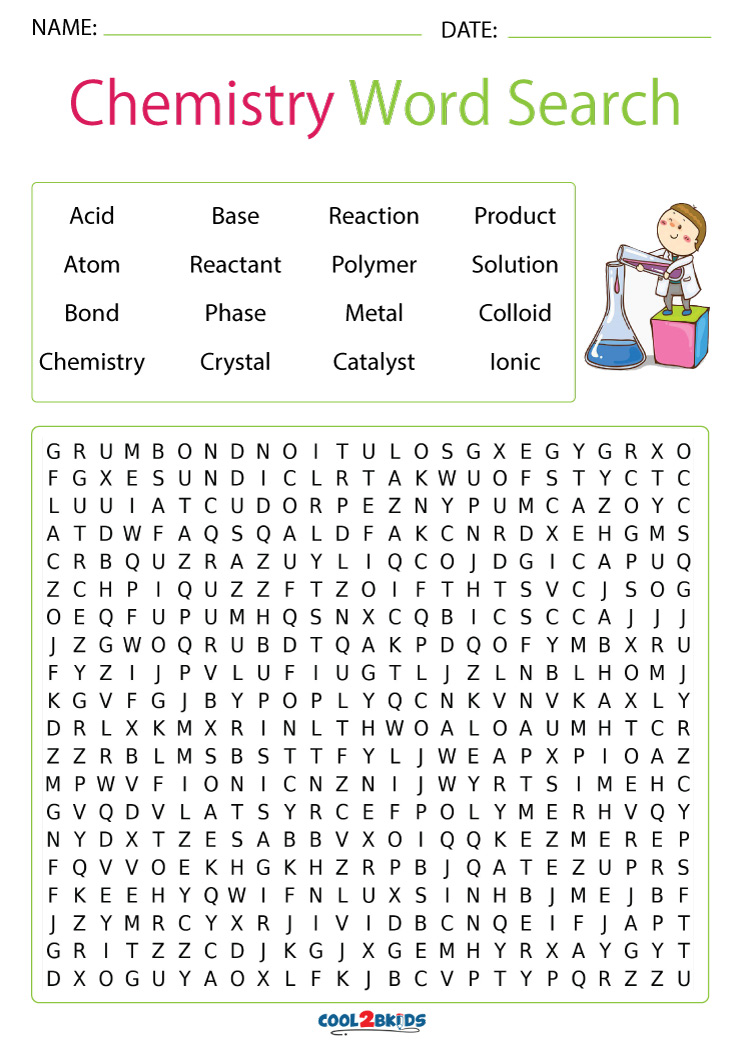 Printable Chemistry Word Search | Cool2bKids