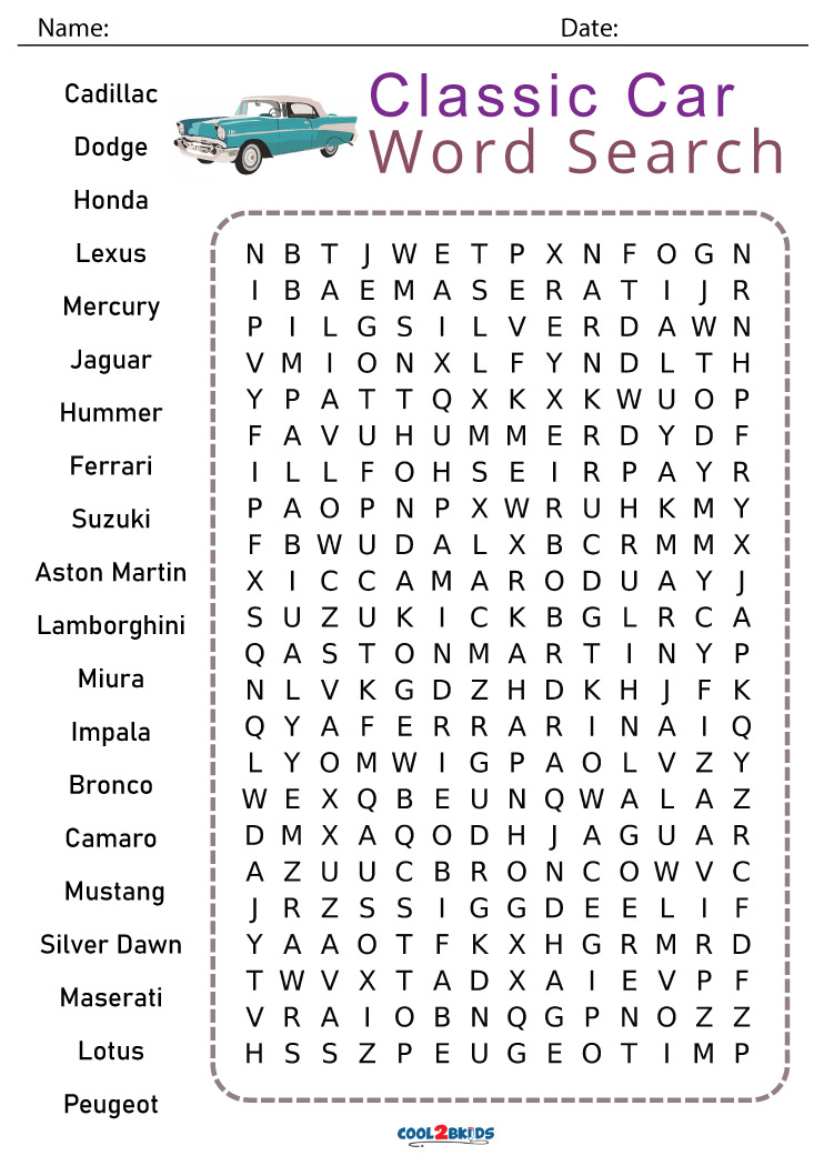 Cars Word Search Wordmint Word Search Printable Gambaran