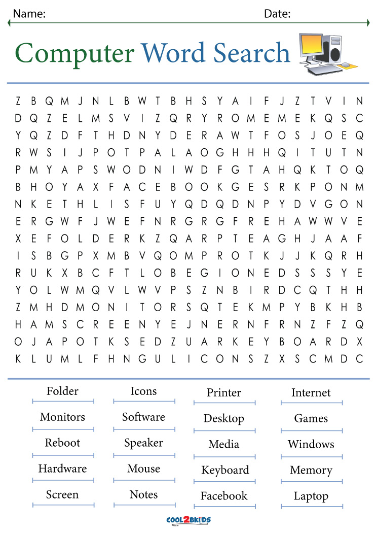 Free Printable Computer Word Search