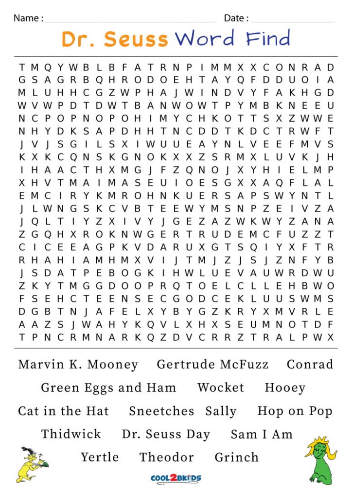 Printable Dr Seuss Word Search Cool2bKids Printable Dr Seuss Word Search Cool2bKids
