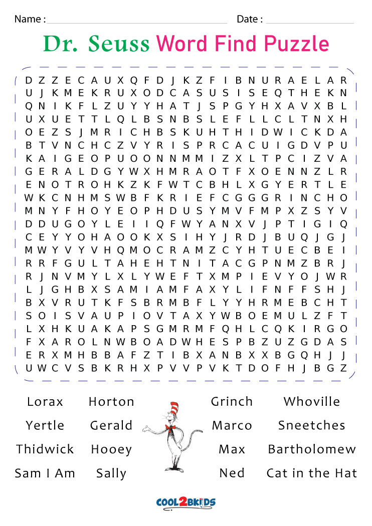 Dr. Seuss Word Search | Cool2bKids