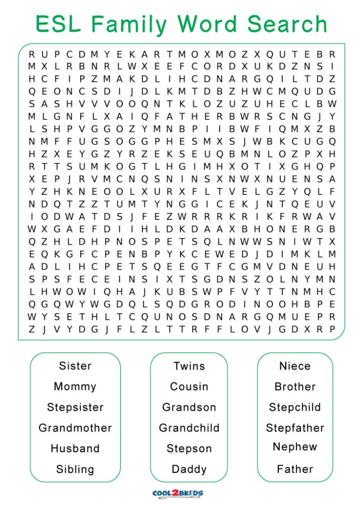 Printable Family Word Search - Cool2bKids