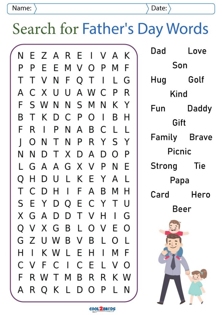 Printable Father's Day Word Search Cool2bKids