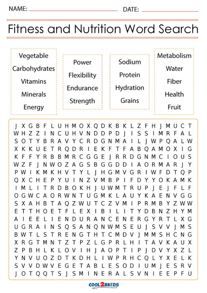 Printable Nutrition Word Search Cool2bKids