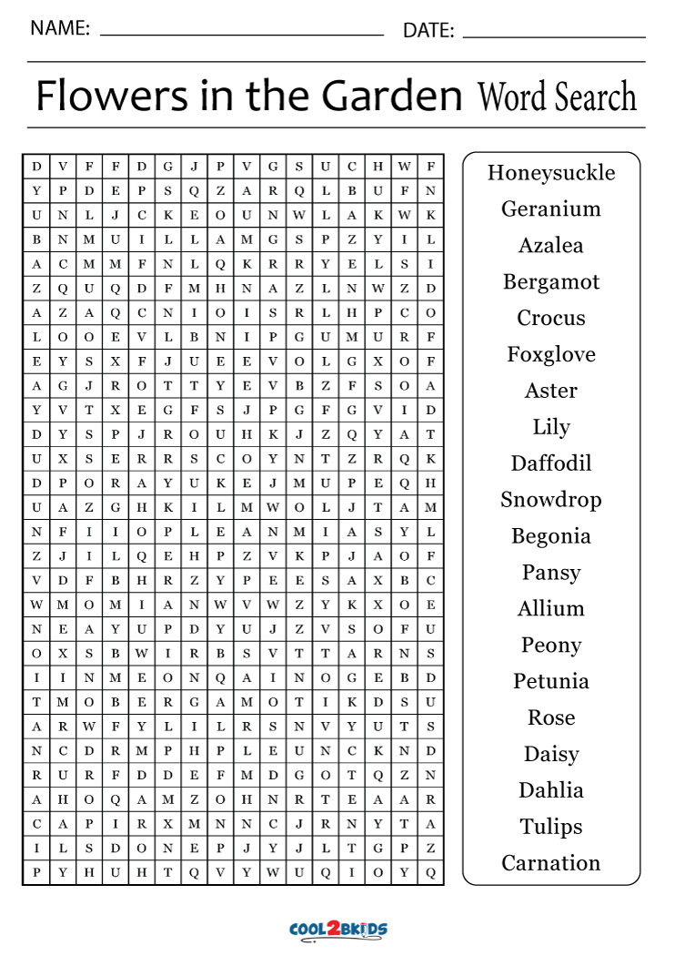 Printable Garden Word Search | Cool2bKids