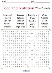 Printable Nutrition Word Search - Cool2bKids