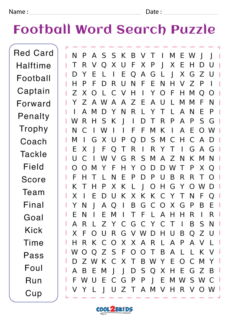 Word Search Football To Print Activity Shelter Printable Soccer Word 