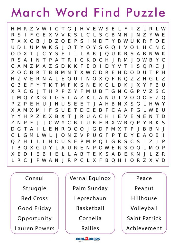 March Word Search | Cool2bKids