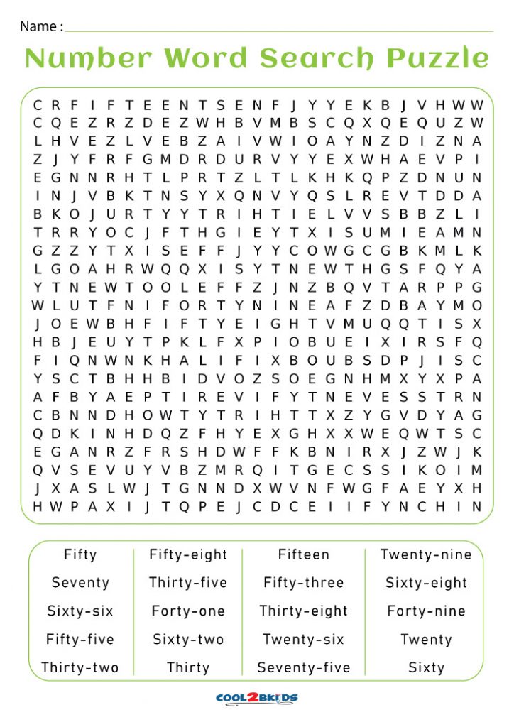 Word Searches Printable Worksheet