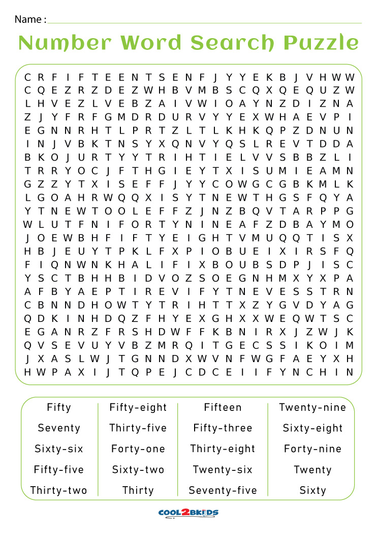 Free Printable Number Word Search