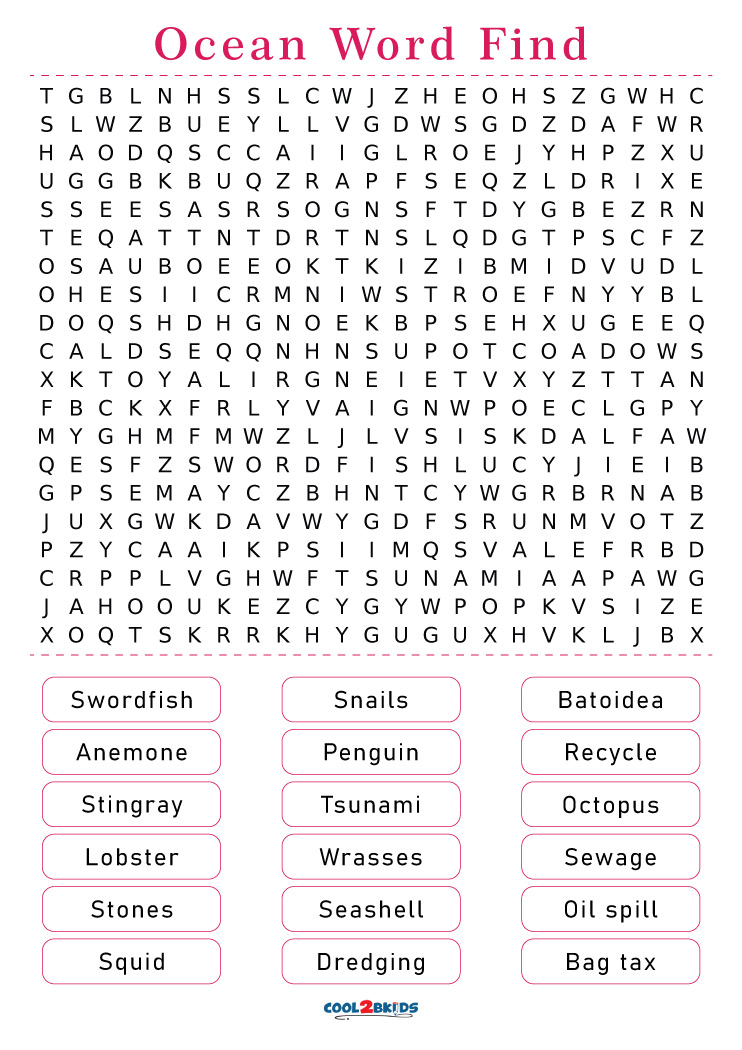 printable ocean word search cool2bkids