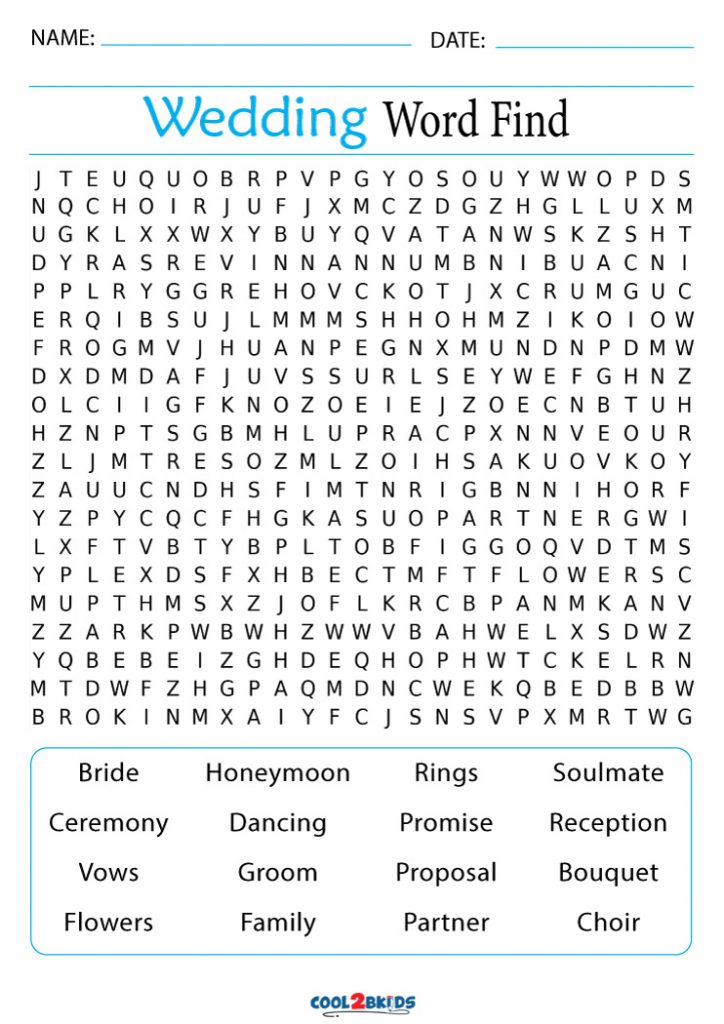 Printable Wedding Word Search - Cool2bKids