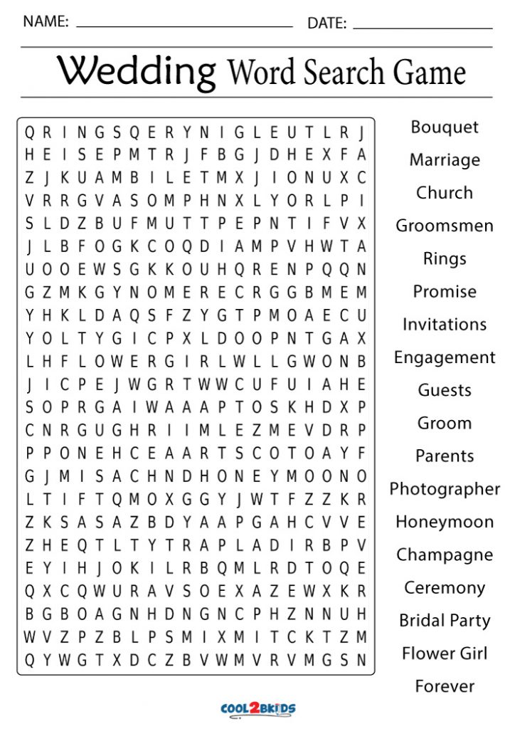 Wedding Word Search | Cool2bKids