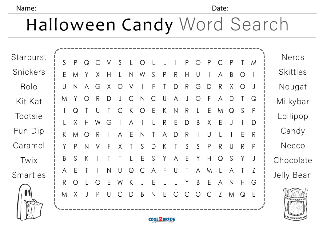 Printable Candy Word Search - Cool2bKids