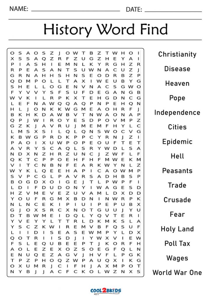 History Word Search Monster Word Search Printable History Word Search 