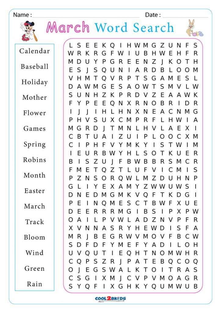 March Word Search | Cool2bKids