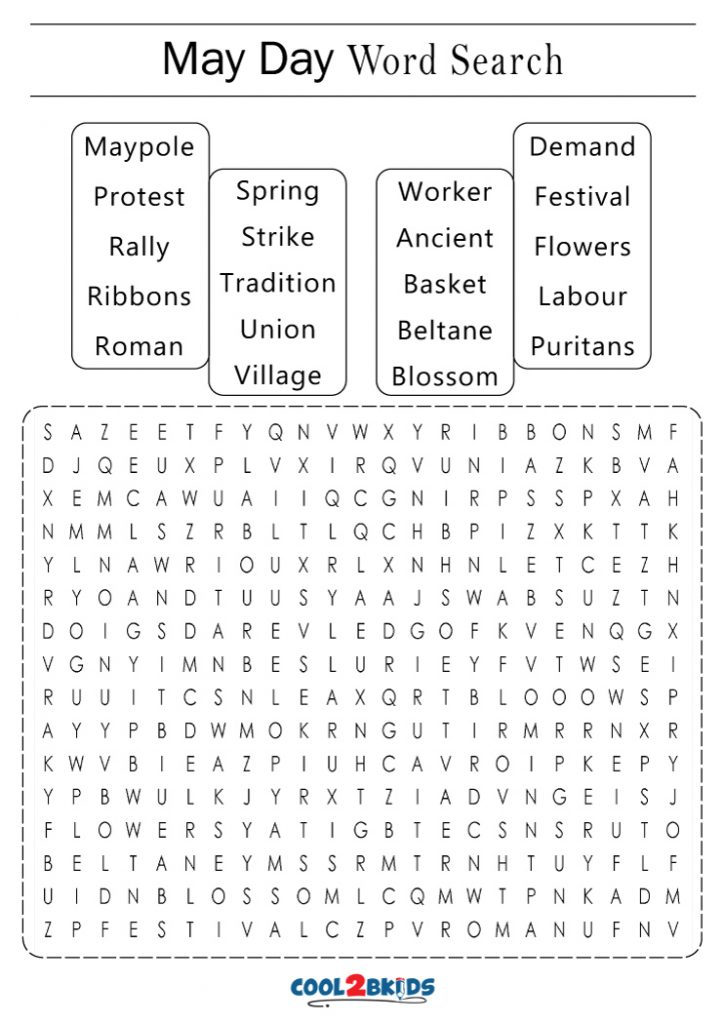 Printable May Word Search Cool2bKids