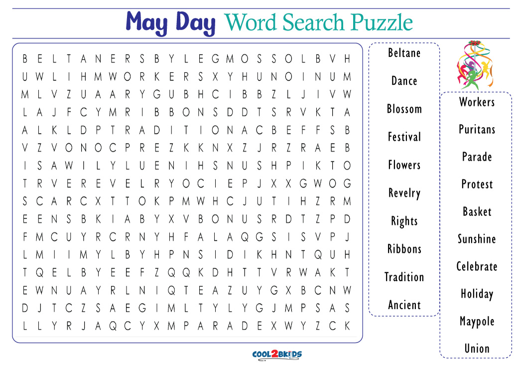 Printable May Word Search - Cool2bKids
