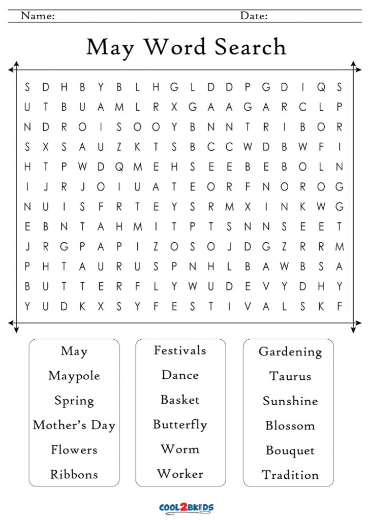 Printable May Word Search Cool2bKids Printable May Word Search Cool2bKids