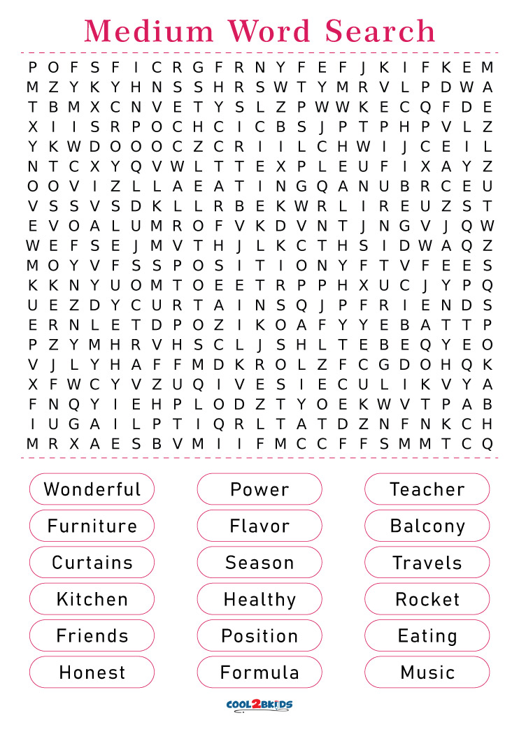 printable medium word search cool2bkids