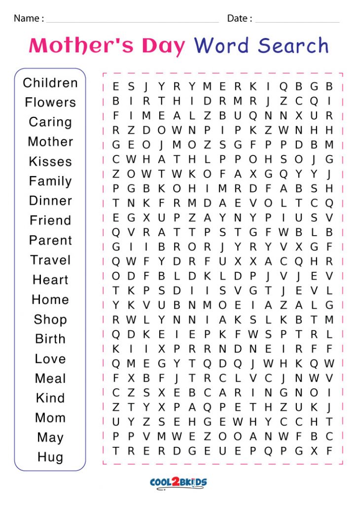 Printable Mother's Day Word Search - Cool2bKids