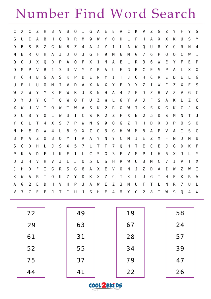 printable number word search cool2bkids