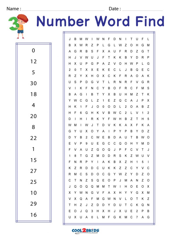 Free Printable Number Word Search Puzzles